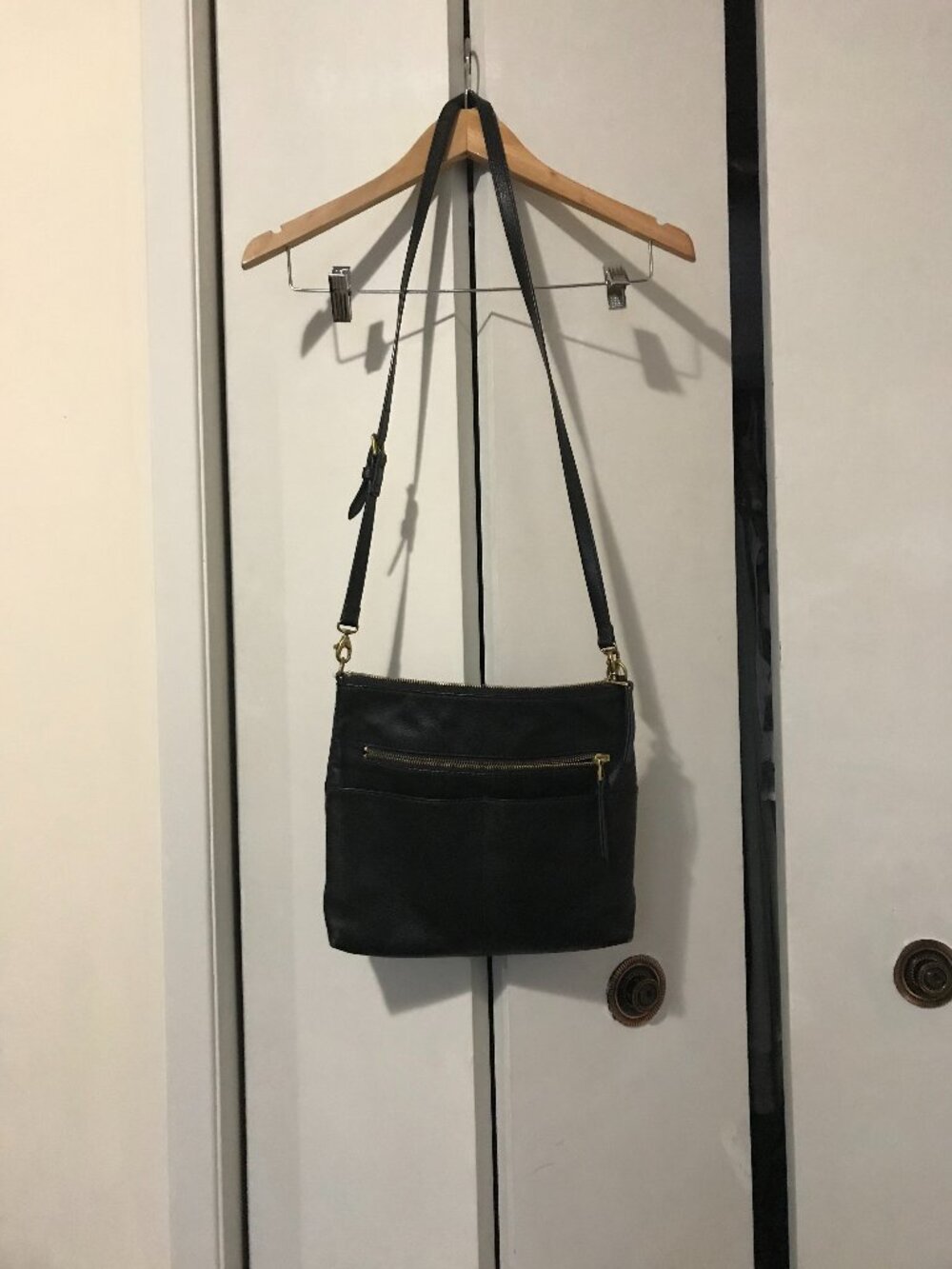 Fossil Issue 1954 Ladies Black Pebbled Leather Shoulder /Cross Body Bag/Purse
